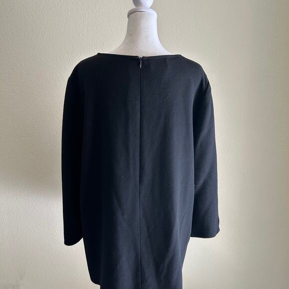 Vintage Oscar de la Renta Black Wool Tunic Shirt Sz 12 Classic Minimal Quiet Lux - Picture 2 of 9